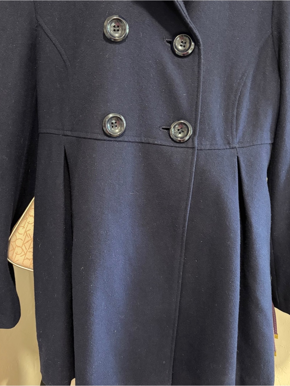 CoffeeShop Women's Double-Breasted Black Pea Coat